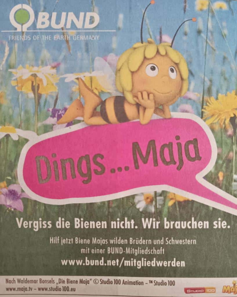 Anzeige BUND => Vergiss die Bienen nicht. Wir brauchen Sie